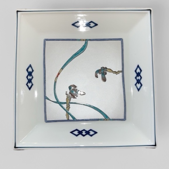 Porcelain Plate Iris Pattern 10.5” Square EUC - Picture 2 of 8